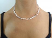 Catena in argento 925 maglie ovali godronate e tonde