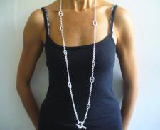 Sterling silver anchor chain toggle necklace 