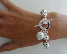 Sterling silver beaded toggle bracelet