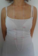 Silver necklace rose quartz beads