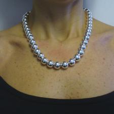 Sterling silver bead necklace 12mm 