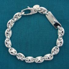 Sterling silver men's bracelet. Hollow mariner link chain 7,5mm with tag.