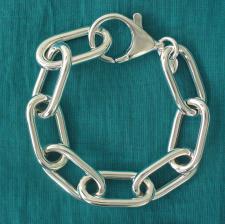 Sterling silver rectangular link bracelet 