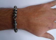 Oxidized sterling silver men's bracelet 9mm.