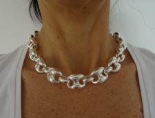 Sterling silver women's maglia marina link necklace