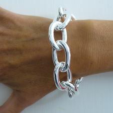 Sterling silver long oval link bracelet 