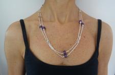 Silver necklace with amethyst