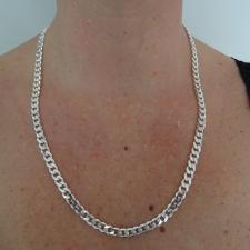 Sterling silver solid diamond cut curb necklace 6.5mm length 60 cm