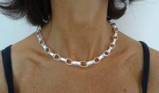 Solid 925 silver flat oval rolo link chain necklace 