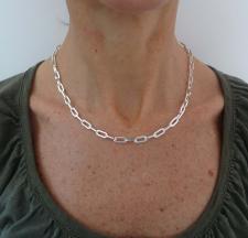 Sterling silver square paperclip link necklace 