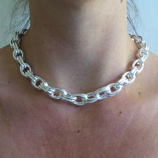 Sterling silver double oval link necklace