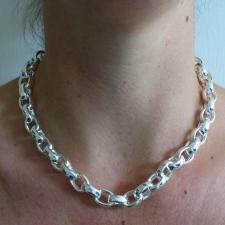 Oval rolo necklace in sterling silver