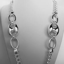 Sterling silver maglia marina & curb link chain necklace 27mm. Cm 80.