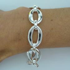 Bracciale artigianale argento 925 maglia forzatina ovale asimmetrica con congiunzione. Larghezza ...