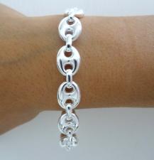 Solid sterling silver mariner link bracelet 12mm
