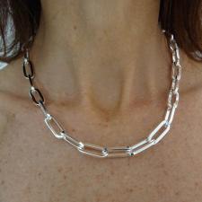 Silver paperclip square chain