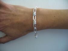 Solid sterling silver textured link bracelet