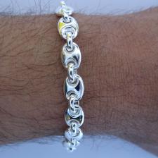 Sterling silver men's bracelet. Hollow mariner link chain 7,5mm.