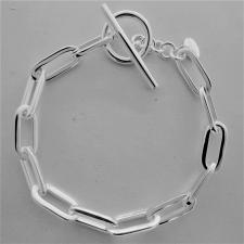 Silver paperclip toggle bracelet