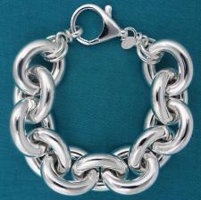 Sterling silver large oval link bracelet