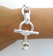 Bracciale catena ovale chiusura toggle in argento 925