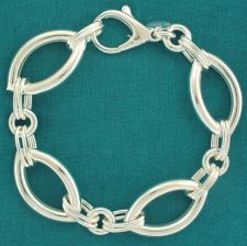 Sterling silver women's handmade bracelet. Hollow ogival-round link 16mm.