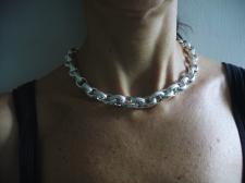 Silver textured link necklace