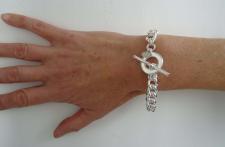 Sterling silver curb link toggle bracelet 