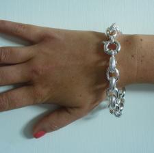 Sterling silver textured oval rolo bracelet