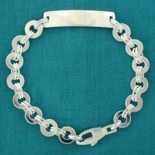Sterling silver men's bracelet. Solid round link chain. ID bracelet.