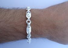 Silver men's bracelet with screws