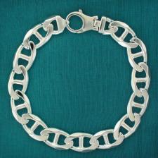 Men's sterling silver flat marina bracelet 12mm