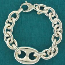 925 Italy silver mariner hollow chain bracelet 22mm.