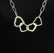 Long sterling silver necklace heart link chain 80 cm