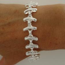 Silver fishbone link bracelet