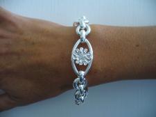 Sterling silver floral flower bracelet