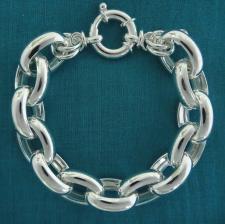 Sterling silver oval rolo link bracelet 15mm