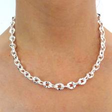 SOLID sterling silver necklace. Asymmetrical oval link 8mm.