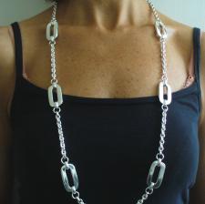 Long silver necklace cm 90