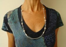 Long sterling silver necklace 70 cm