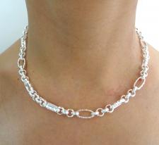 Catena in argento 925 maglie ovali godronate e tonde