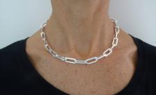 Sterling silver paperclip link necklace