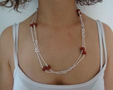 Silver necklace with jasper beads