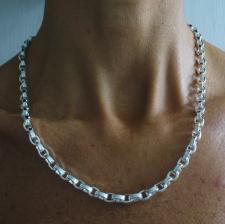 Sterling silver men's oval chain necklace