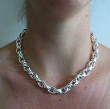 Oval rolo necklace in sterling silver