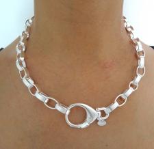 Chunky oval rolo' necklace in sterling silver made in italy