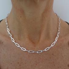 Sterling silver square paperclip link necklace 