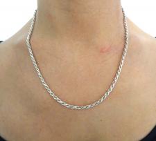 Solid 925 silver Rope chain necklace 3mm made in italy