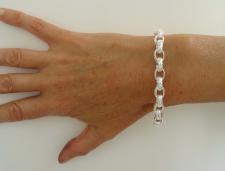 Textured link bracelet in sterling silver made in Italy
