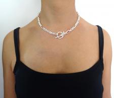 Collana in argento 925 massiccio catena figaro alternata 4+1